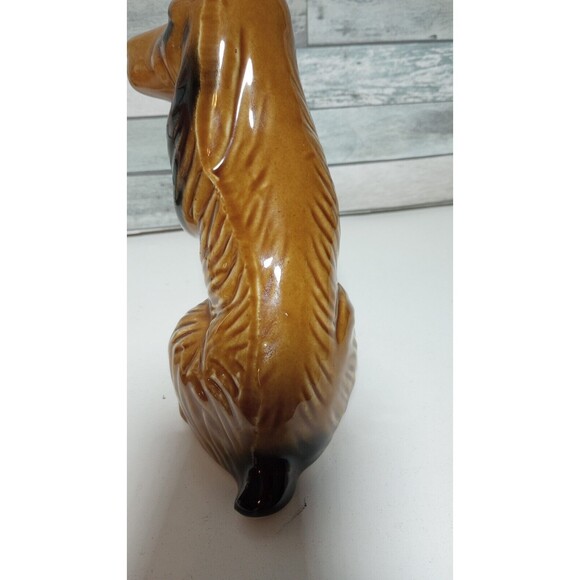 Vintage Ceramic Sitting Dog Spaniel Hound Figurine Brazil MSC Handcrafted Brown - Picture 2 of 8